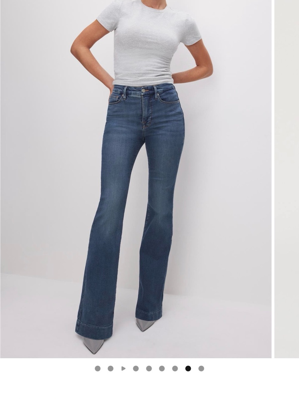 Good American High-Rise Flare Jeans in Dark Blue